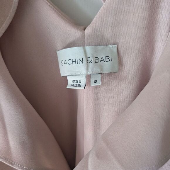 Bhldn Sachin & Babi Tnasy Blush Pink Ruffle Wrap Maxi Dress Gown Size 8 - Picture 3 of 10